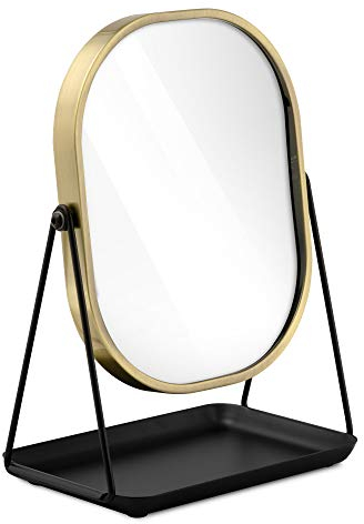 Navaris Kosmetikspiegel Schminkspiegel Tischspiegel mit Schmuckaufbewahrung - Spiegel zum Schminken und Frisieren - Standspiegel mit Aufbewahrung