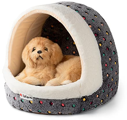 Tofern Cat Bed Small Dog Bed Pet Cave Bed For Puppy Kitten Rabbit Cute Fleece Igloo House for Small Dogs Indoor Cats Non-Slip Warm Washable Tent House