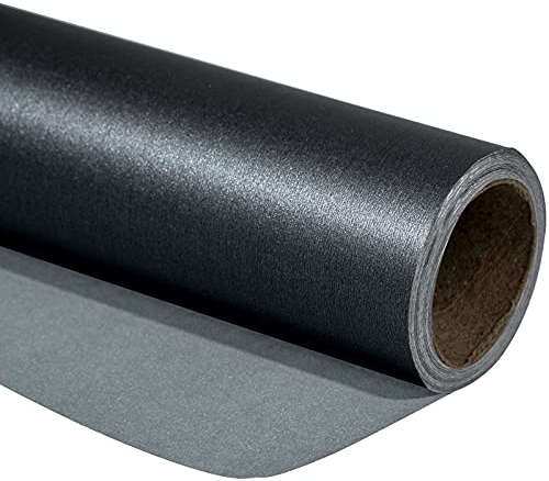 RUSPEPA Papier D'Emballage Noir Mat - Mini Rouleau - Couleur Unie Nacrée - Papier Lustré Parfait Pour Mariage, Anniversaire, Noël, Baby Shower - 43.2 cm X 10 m