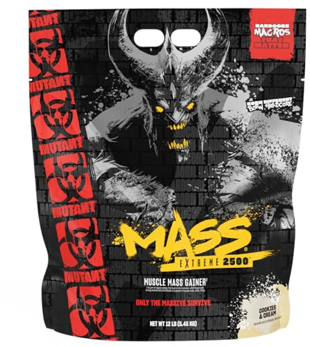 MUTANT Mass Extreme 2500 Gainer | Whey Protein Powder | Build Muscle Size and Strength | High Density Clean Calories | 5450 g | Cookies & Cream