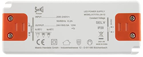 SeKi LED-Netzteil L-12-24 - 24V - 0,5A - 12W; LED Treiber - Transformator - Netzteil - Driver - Trafo, weiss