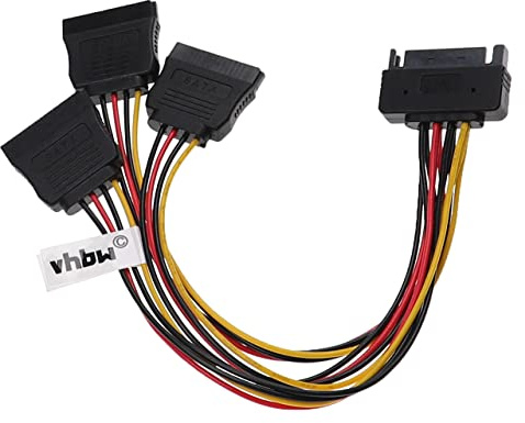 vhbw Câble Alimentation SATA vers 3X Ports SATA pour Disque Dur | adaptateur secteur - 14,5 cm