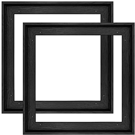 FOLKOR 10x10 Frame for Canvas Painting 0.6-0.8” Deep, 2 Pack Square Floater Frame for Canvas Prints, Floating frame for Wall Art Oil Painting Paint by Numbers Living Room Decor (Black)