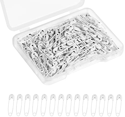 150 Stück Sicherheitsnadeln, 19mm Mini Sicherheitsnadeln für Kleidung Metall Sicherheitsnadel für Kleidung Nähen Basteln Schmuckherstellung (Weiß)
