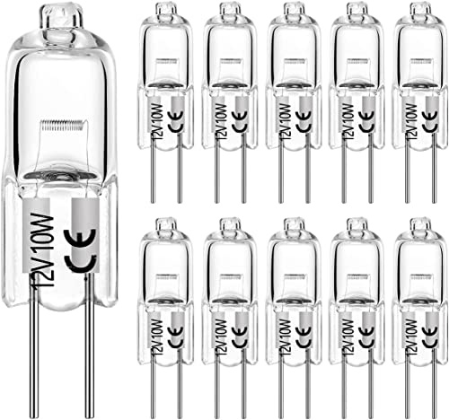 SINCHEREU Lámpara De Halógeno G4 12V 10W Dimmable, Lámpara Base De Lápiz, Bombilla De Halógeno G4 2 Pin, Lámpara Halógena Incomitable 12 Piezas