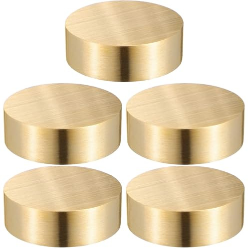 Cabilock Brass Paperweights Set of 5 Small Round Metal Paper Weight for Office Desk Accessories Japanese Calligraphy Inspired Design 1.6X1.6X3 Inches
