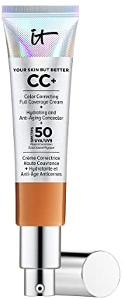 IT Cosmetics, Your Skin But Better CC+ Anti-Aging-Creme, hohe Deckkraft, wasserfest, angereichert mit Peptiden, Kollagen & Vitaminen, natürliches Finish, 32 ml, Farbton: Rich