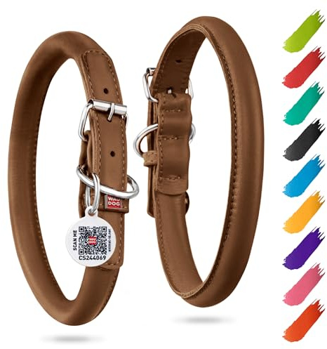 WAUDOG Ultra Soft Rolled Leather Dog Collar - Soft Padded for Small and Medium Breeds - Puppy Collar for Male and Female Dogs