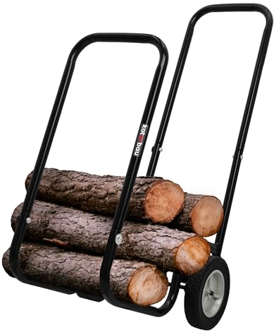 KOTARBAU® Kaminholzwagen mit Rädern Holzwagen 102 x 54 x 41 cm 80 kg Schwarz pulverbeschichteter Metall Holzkorb für Kaminholz Kaminholzregal Kaminholzkorb Rollen Kaminzubehör Kaminofen Zubehör Kamin