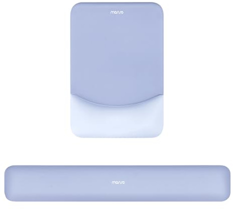 MOSISO Repose-Poignet pour Tapis de Souris&Clavier Set,Ergonomique Mouse Pad Antidérapante Rectangle Domicile/Bureau Soulagement Douleur,Repose Poignet Surélevé Courbé Mousse à Mémoire,Bleu Sérénité