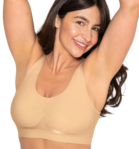Conturve Wirefree High Support Bra Adjustable Wire Free Shaper Bra (Cups AA-FF) +with Extra Extender Offers Back Support Biege