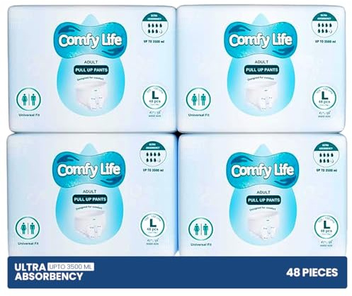 Comfy Life Premium Adult Incontinence Pull Up Diaper Pants 12 Pack High Absorbency (Multi-Pack Large 48 Pants)
