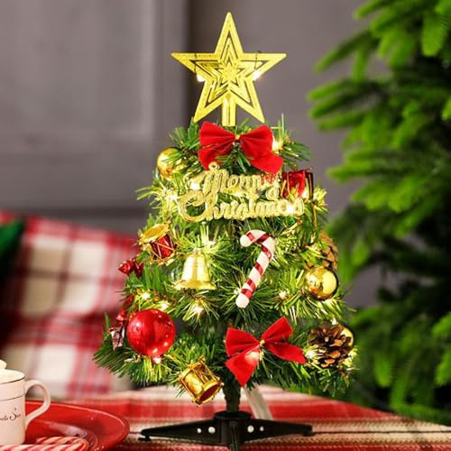 KBIBCK Mini Sapin de Noël Artificiel, Petit Sapin de Noël 30 cm, Sapin Artificiel avec LED, Décoration de Table Sapin de Noël, Convient pour la Décoration Intérieure de Noël et de l'Avent