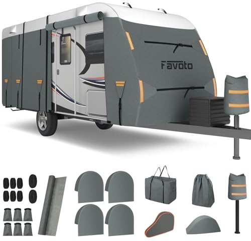 Favoto Copertura Camper Impermeabile Esterno - Telo Protettivo Per Roulotte Copri Veicolo Ricreativo 420D Oxford Tessuto Non Tessuto Traspirante Antivento Antipolvere UV 610x250x220cm