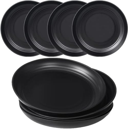 LIVELYPET Piatti in plastica riutilizzabili, set da 4 pezzi, infrangibili, 8 pollici, piatti da campeggio leggeri per picnic, insalata, pasta, feste, casa, ufficio, lavastoviglie e forno a microonde