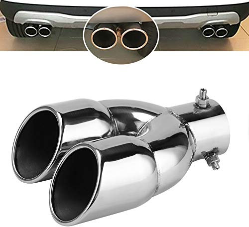 BigKing Terminali Scarico Gola Coda Dell'auto, Tubo di Uscita Doppia Dritta di Scappamento per Auto da 2,5 a 3, Terminali di Scarico Doppio Imbullonati in Acciaio Inossidabile 63-76-220mm