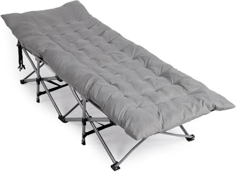 Outopee Folding Camping Bed With Thick Mattress, 150kg Load, Grey