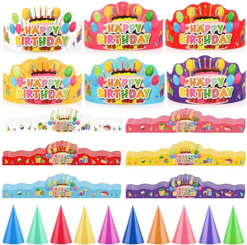 10 Pcs Mini Birthday Party Hats & 30 Pack Birthday Crowns for School Classroom Party Supplies