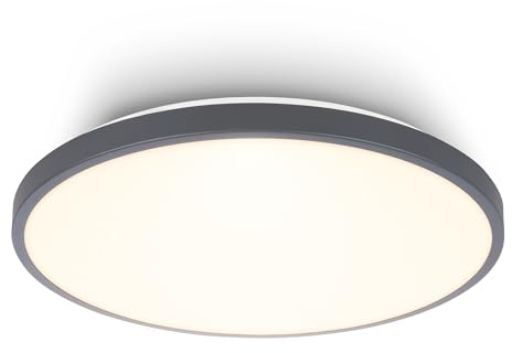 BRILONER - Plafoniera LED, colore della luce bianco caldo, 17,5W, 2400lm, lampada soffitto, plafoniera soffitto, plafoniere da soffitto, plafoniera camera da letto, 33 x 6 cm, antracite