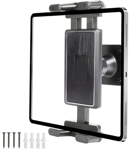 HOTUT Tablet Halterung Wand,360° Drehbar Tablet Wandhalterung für 4,7-12,9'' Zoll Geräte, Universal Tablet Wandhalterung für Küche Fitnessstudio Schlafzimmer