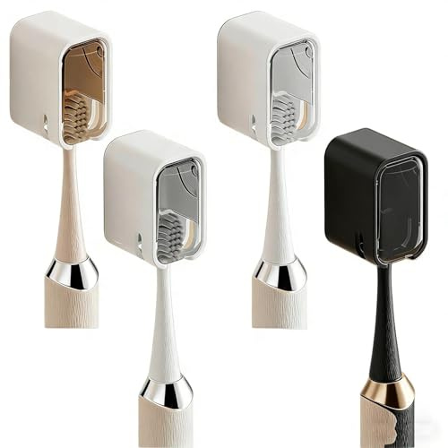 JUNJIEFU 4 Pièces Porte-Brosses à Dents Mural, Porte-Brosse à Dents Autocollant Multifonctionnel, Brosse à Dents Convient aux Brosses à Dents ÉLectriques/Manuelles