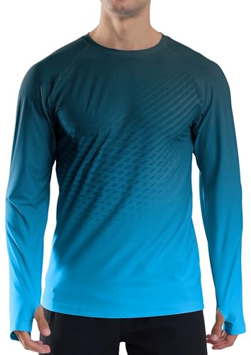 veepro Men’s UV Protection Long Sleeve T-Shirt Top Breathable Running Sport Gym Shirt Quick Dry Lightweight Rash Guard Shirts for Swimming, Hiking, Walking, Fishing