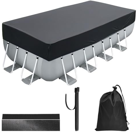 Cubierta rectangular para piscina de 220 x 150 cm, cubierta de piscina al aire libre, tela Oxford 210D, ideal para proteger de la suciedad, resistente a los rayos UV para piscinas rectangulares de