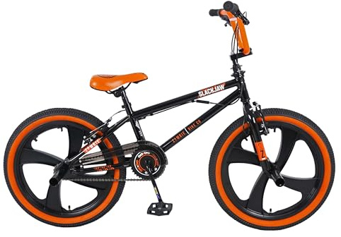 Zombie Slackjaw Kids 20 BMX Bike | Boys Girls Freestyle BMX Bicycle with 360 Bar Spin & Stunt Pegs | Black/Orange | Ages 7+