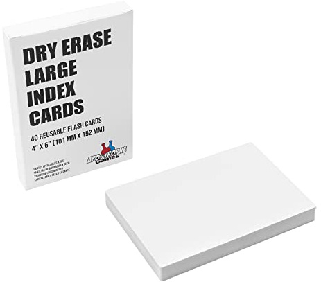 Apostorphe Games Large Dry Erase Index Cards 6 x 4 – 40pcs Reusable Record Cards w/Box – Environmentally Friendly Index Cards for School, Work, Housework, to Do Lists