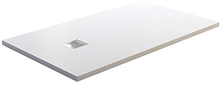 GME DIVISION BAÑOS Plato de Ducha de Carga Mineral Textura Pizarra - Ardesia (100x70, Blanco RAL9003)