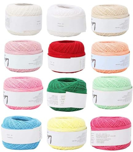 Virkgarn Stickgarn Virktrådar Bomull Virkgarn för broderihantverk Handarbete Stickprojekt Handgjorda hantverk (12 färger)