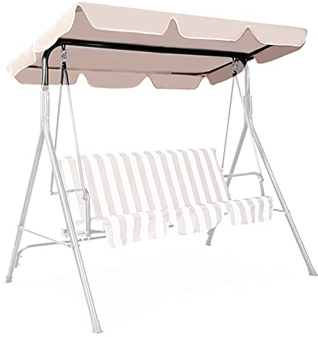 DREAMADE Ersatzdach Gartenschaukel, 168 x 114 cm, Sonnendach für Hollywoodschaukel, Schaukel Ersatzbezug, Dachbezug, Dachplane (Beige)