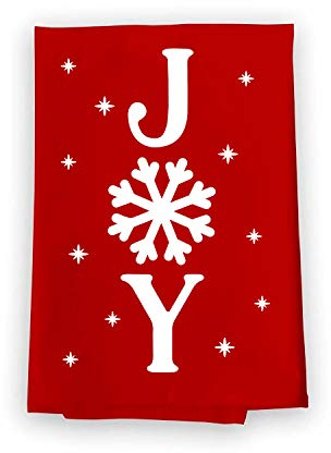 Honey Dew Gifts Küchen-Weihnachtshandtücher, Joy Schneeflocken, Mehlsack, Handtuch, 68,6 x 68,6 cm, Mehrzweck-Handtuch, Winterdekoration