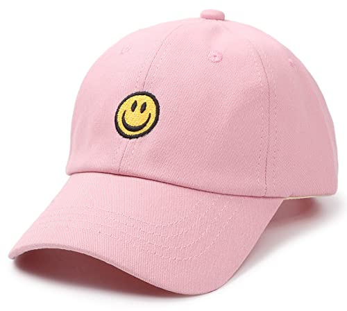 SONMONY Smile Face Toddler Baseball Cap Boy Baseball Hats Kids Washed Funny Hats Adjustable Cute Caps for 3-12 Years Pink