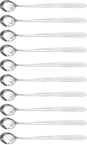 10 pezzi Cucchiaini Lunghi Acciaio Inox di Cucchiai dal Manico Lungo in Acciaio Inox per Mescolare tè Freddo caffè Cocktail Frullati Bevande Fredde
