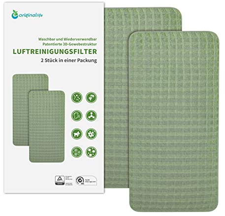 Original Life Waschbarer Wiederverwendbarer Luftreiniger, Luftentfeuchter, Raumerfrischer & Geruchsentferner für Wohnung und Auto, 20x9.5cm, 2 Stück