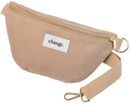 Woodcessories - Bauchtasche Damen Braun, Crossbody Bag, Gürteltasche Damen aus Bio-Baumwolle - Change Bum Bag (Taupe Braun)