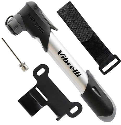 Vibrelli Mini Bike Pump - Presta & Schrader Bicycle Pump - 120 PSI Tire Pump for Road & MTB - No Valve Changing Needed, Pocket Pump