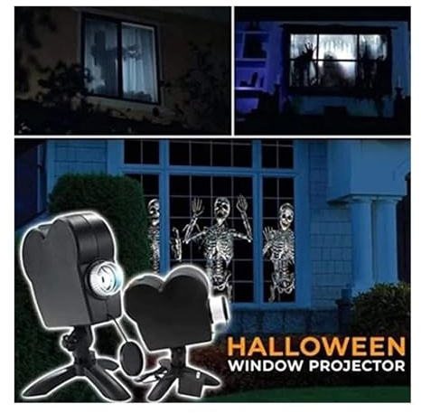 Gobo Projektor Halloween julfest holografisk projektor Spooky Nights 12 filmer Mini hemmabio stativ LED inomhus utomhusprojektor