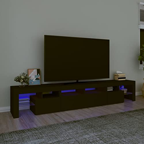 NITCA Mobile Porta TV con Luci LED, Mobile Televisore Moderno, Mobiletto TV, Mobile TV Soggiorno in Legno #1, Nero 230x36.5x40 cm