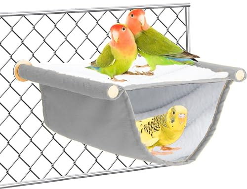 Amaca per uccelli, a castello, per uccelli, per dormire, per uccelli, giocattoli, per uccelli, nido, letto a castello, amaca sospesa per pappagallini, fringuelli, criceti, topolino (grigio)