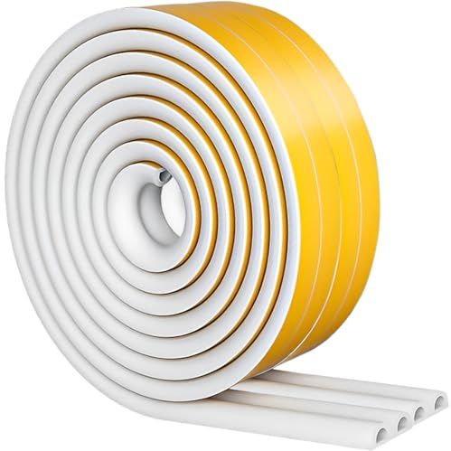Draught Draft Excluder Strip for Doors Windows, Foam Seal Weather Stripping | Door Window Sealing Tape, 20M D Type Draft Stopper, Self-Adhesive, Foam Rubber Insulation, Soundproofing Dustproof Waterproof