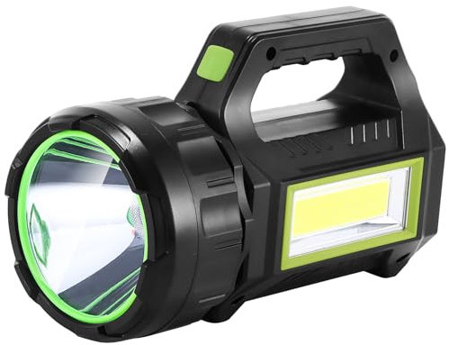 Torches Led Super Bright Rechargeable, 7 Modes USB and Solar Rechargeable Torch, LED Searchlight with Side Light, IPX5 Waterproof Spotlight Flashlight, Portable Lantern for Camping Outdoor Hiking