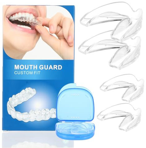 Protège-dents, lot de 4, 2 tailles, protège-dents anti-ecchymoses, protège-dents nocturnes, gouttière dentaire bruxisme, goutiere dent nuit anti grincement, réduit le bruxisme