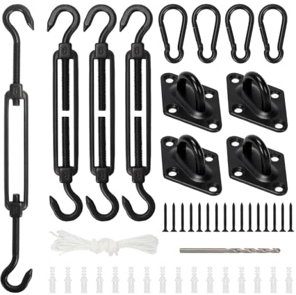 Sonnensegel-Befestigungen, Installationsset für Sonnensegel aus Edelstahl 304, für Pergola, Hollywoodschaukel, Gartenpavillon, Sonnensegel