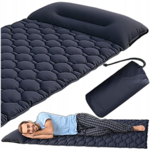 KRUMAD Luftmatratze Camping mit Kissen 190x60 cm, Isomatte Ultraleicht, 5cm Dick, 100 kg Belastung, Aufblasbare Matratze für Campingzelt, Trekking, Outdoor, Strand, Faltbar mit Tasche