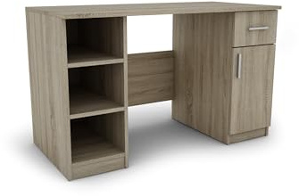 e-Meblast Schreibtisch 120 cm – Funktionaler Bürotisch aus 18 mm Platte – Stabiler Computertisch für Home-Office und Büro – Weiß oder Eiche Artisan (Sonoma Hell)