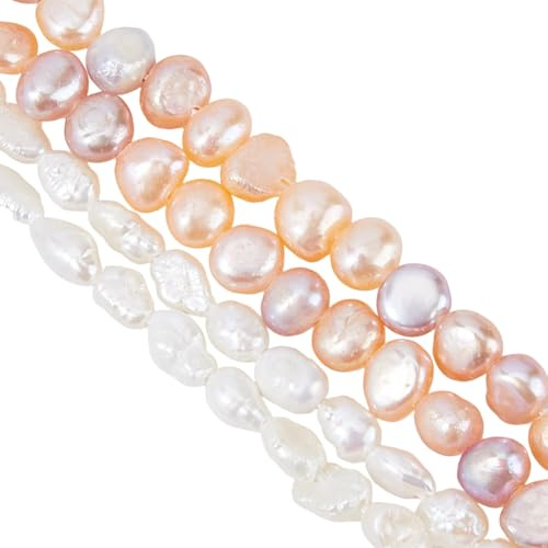 Hobbspring 2 fili di perle d'acqua dolce naturali, 2 stili, perle coltivate barocche, irregolari, piccole perle sfuse, per gioielli, collane, bracciali, fai da te
