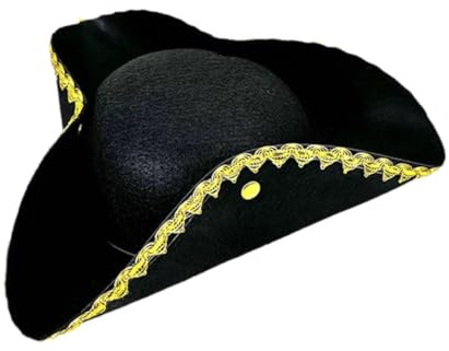 ZPGVWXKO Pirate Hat, Tricorn Hat, Original Photo Prop for Theme Parties, Festivals And Carnivals, Golden hat brim