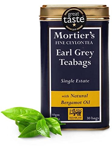 Mortier's Earl Grey Tea Bags - Great Taste Award Winner - 30 Premium Ceylon Earl Grey Tea Bags